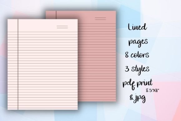Explore Lined Notebook Pages - 8 Colors